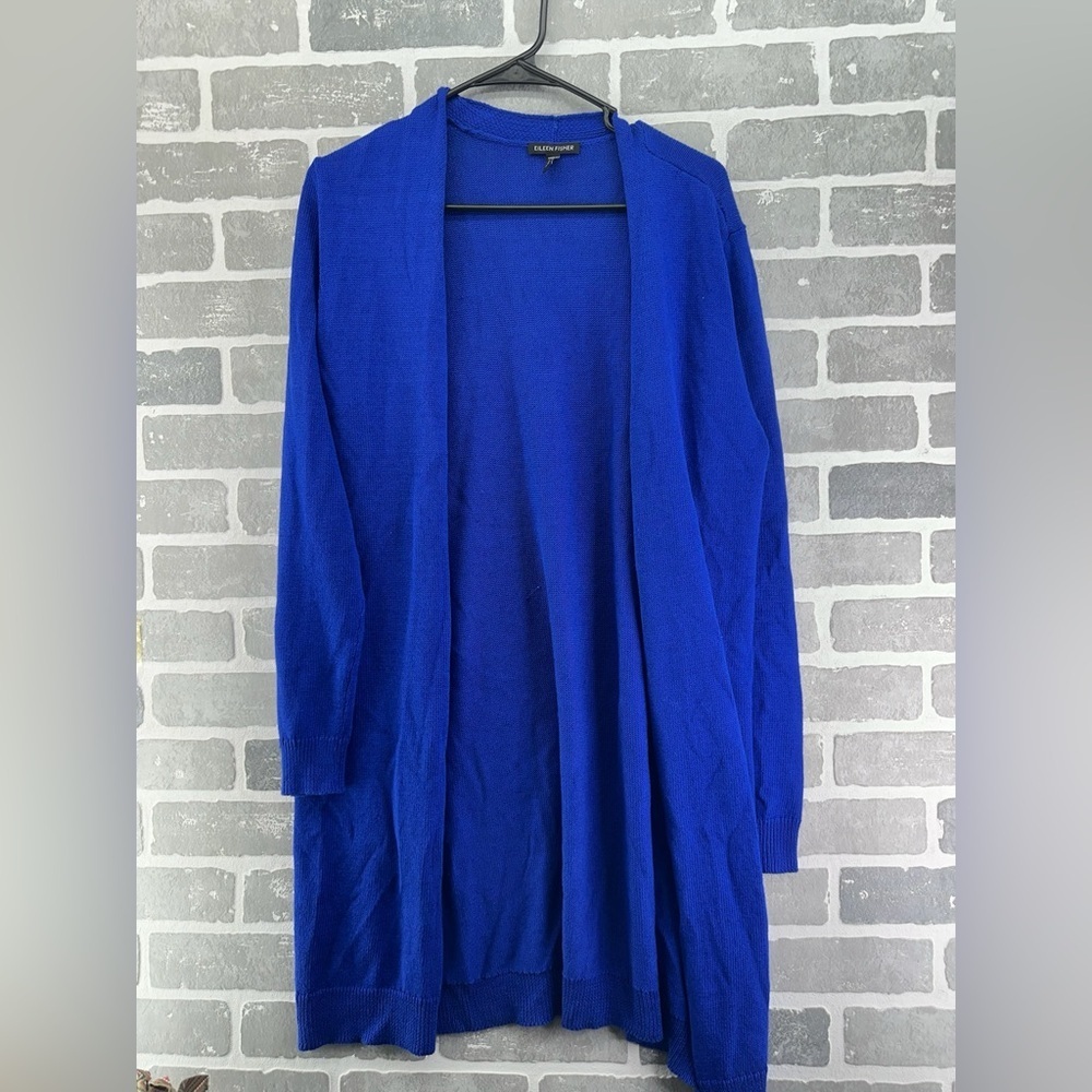 Eileen Fisher Blue Open Front Cardigan M